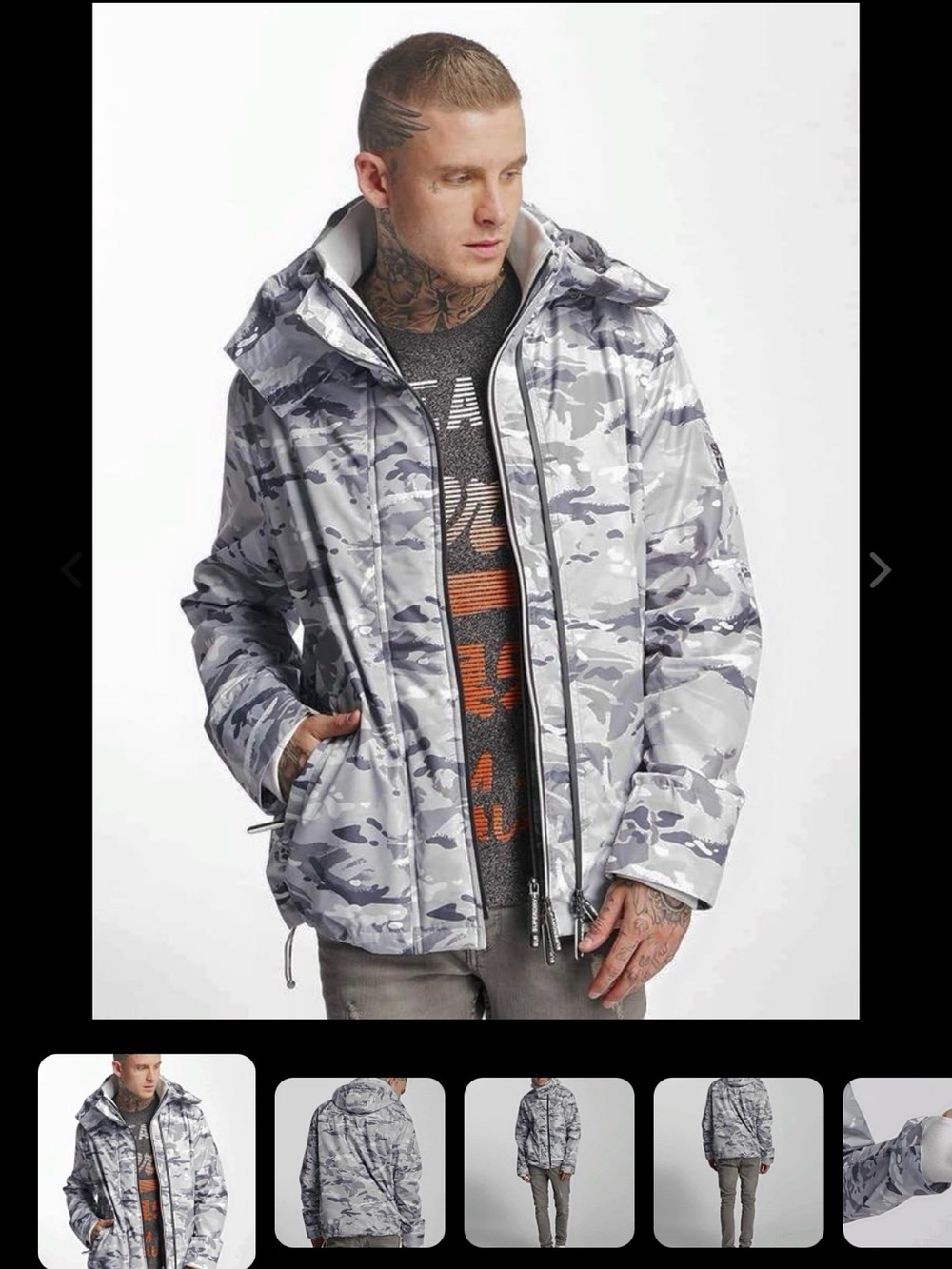 Superdry JPN Windcheater Men's Gray Camo Hooded Jacket